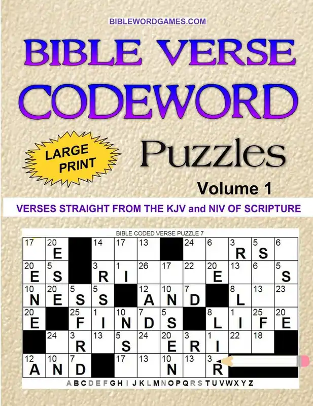 Markdown Bible Verse Codeword Puzzles Vol.1: 60 New Bible Verse Codeword Puzzles in Large Print Paperback