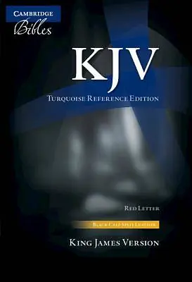 KJV Turquoise Reference Bible, Black Calf Split Leather, Red-Letter Text, Kj674 Fast Shipping