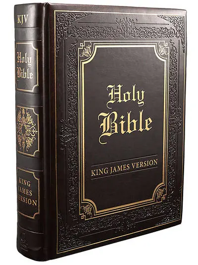 KJV Holy Bible, Heirloom Family Bible, Dark Brown Faux Leather w/Ribbon Markers, King James Version Premium