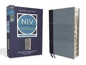 NIV Study Bible, Personal Size, Navy Blue Leathersoft, Indexed, 2020 Fully Revised Edition, Red Letter Top Rated