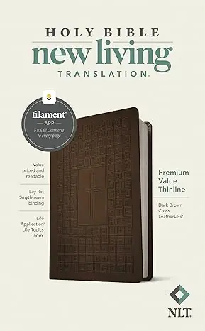 NLT Premium Value Thinline Bible/Filament Enabled-Dark Brown Cross Leatherlike Big Sale