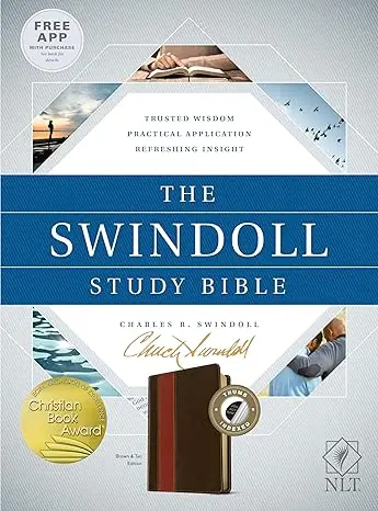 NLT Swindoll Study Bible LeatherLike Brown/Tan IDX Grab Now